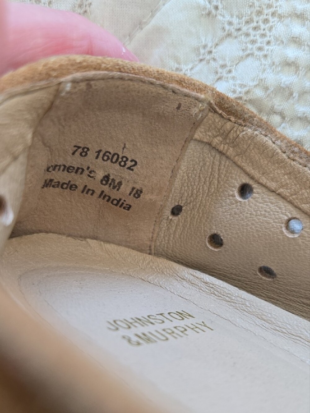 Johnston & Murphy Tan Suede Perforated Slip-On Loafers Normcore Minimalist 8M - Picture 6 of 9